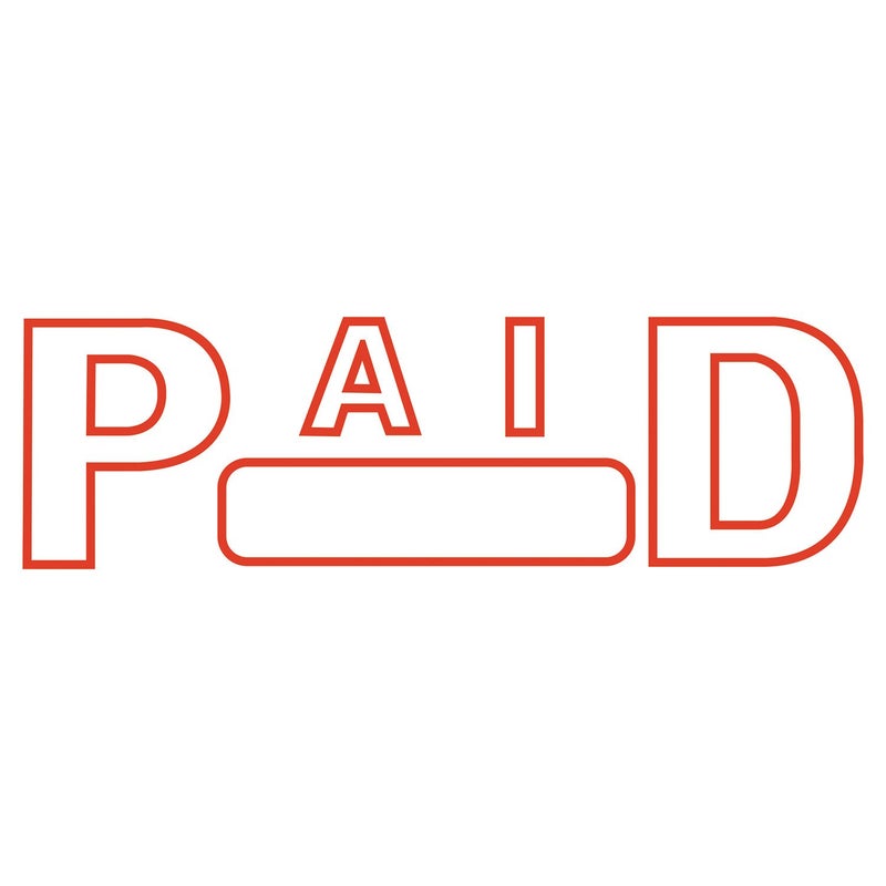 2000 Plus Green Line Self-Inking Message Stamp, Paid, 80% Recycled, 1 1/2" x 9/16" Impression, Red Ink (098370) - Image 2